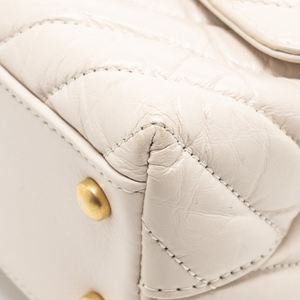 Chanel Small Coco Handle Chevron Aged Calfskin ivory GHW