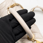 Chanel Small Coco Handle Chevron Aged Calfskin ivory GHW