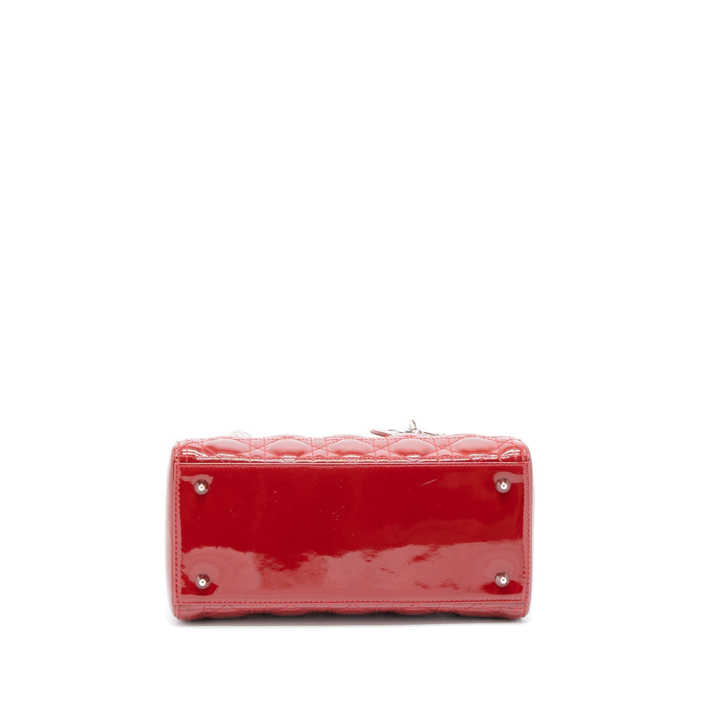 DIOR MEDIUM LADY DIOR PATENT LEATHER RED SHW