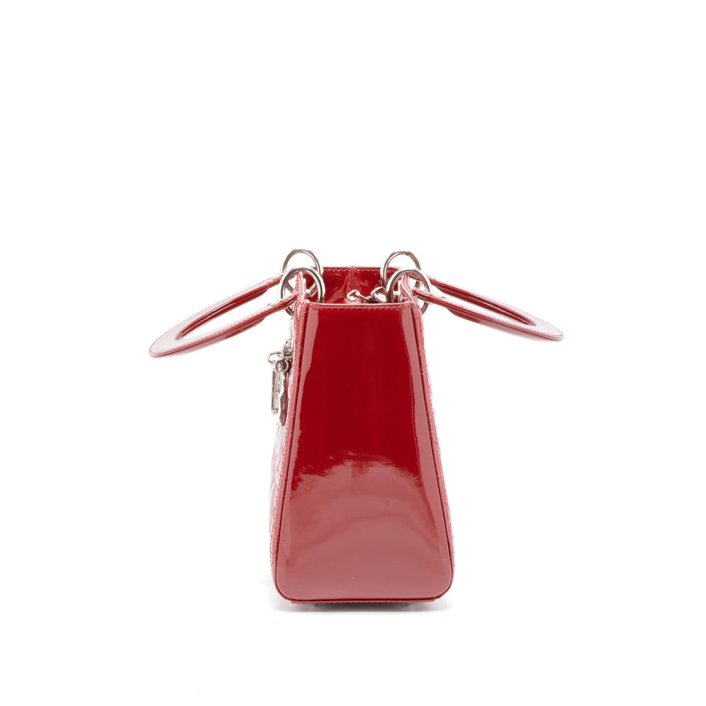 DIOR MEDIUM LADY DIOR PATENT LEATHER RED SHW