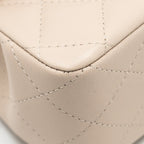 CHANEL TOP HANDLE MINI RECTANGULAR FLAP BAG LAMBSKIN ECRU/DARK BEIGE LGHW(MICROCHIP)