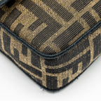 FENDI MINI BAGUETTE BAG FF JACQUARD FABRIC BROWN GHW