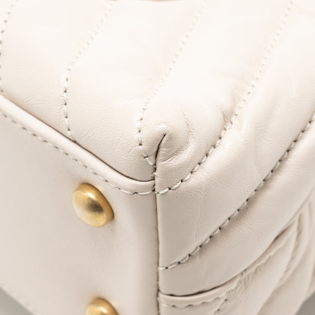 Chanel Small Coco Handle Chevron Aged Calfskin ivory GHW