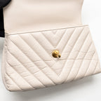 Chanel Small Coco Handle Chevron Aged Calfskin ivory GHW