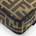 FENDI MINI BAGUETTE BAG FF JACQUARD FABRIC BROWN GHW