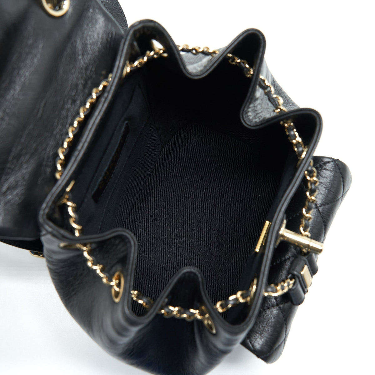 CHANEL 22C MINI DUMA BACKPACK CALFSKIN BLACK LGHW (MICROCHIP)
