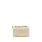 Chanel Small Classic Double Flap Bag Caviar Ivory LGHW (Microchip)
