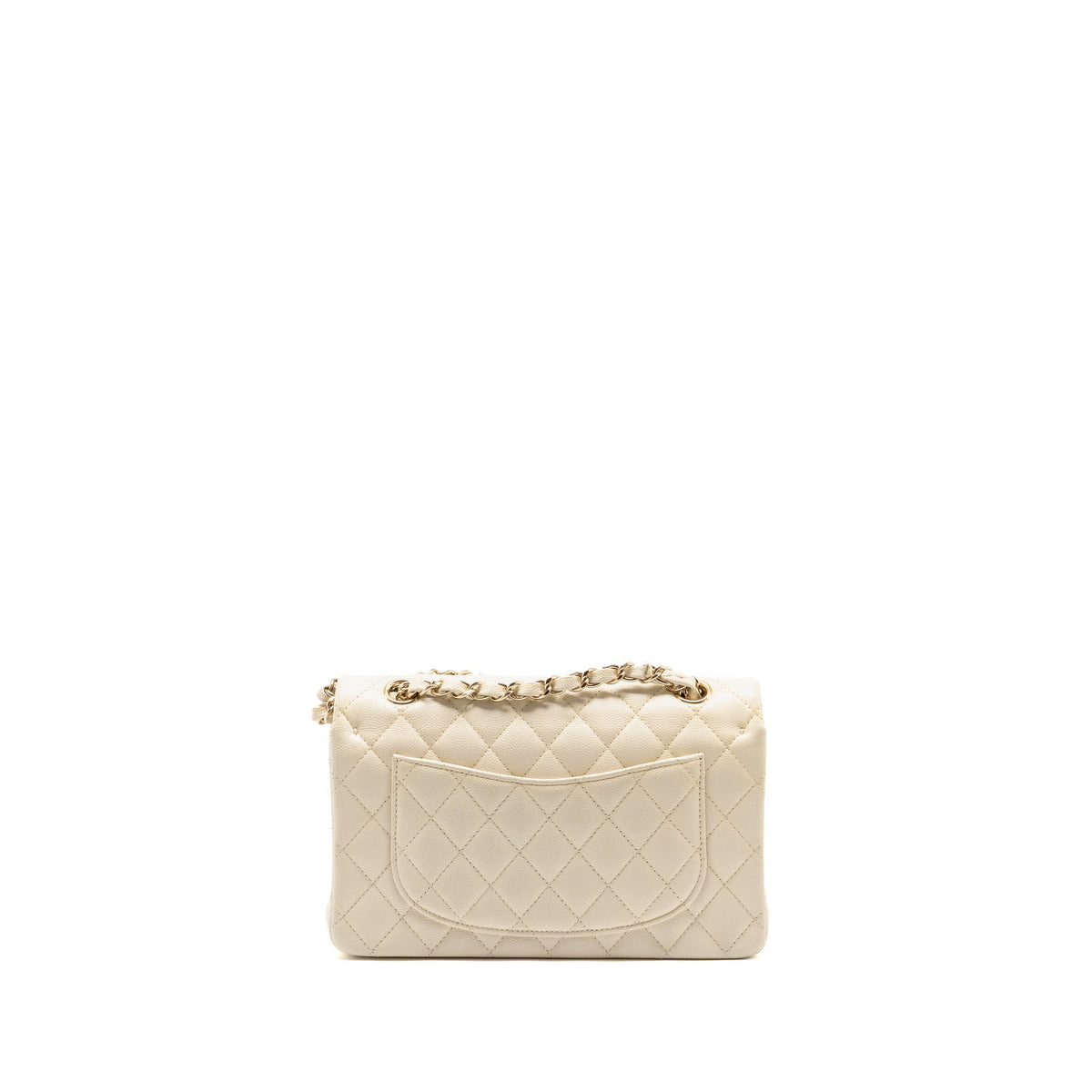 Chanel Small Classic Double Flap Bag Caviar Ivory LGHW (Microchip)