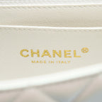 CHANEL CLASSIC MINI RECTANGULAR FLAP BAG CALFSKIN IRIDESCENT WHITE LGHW