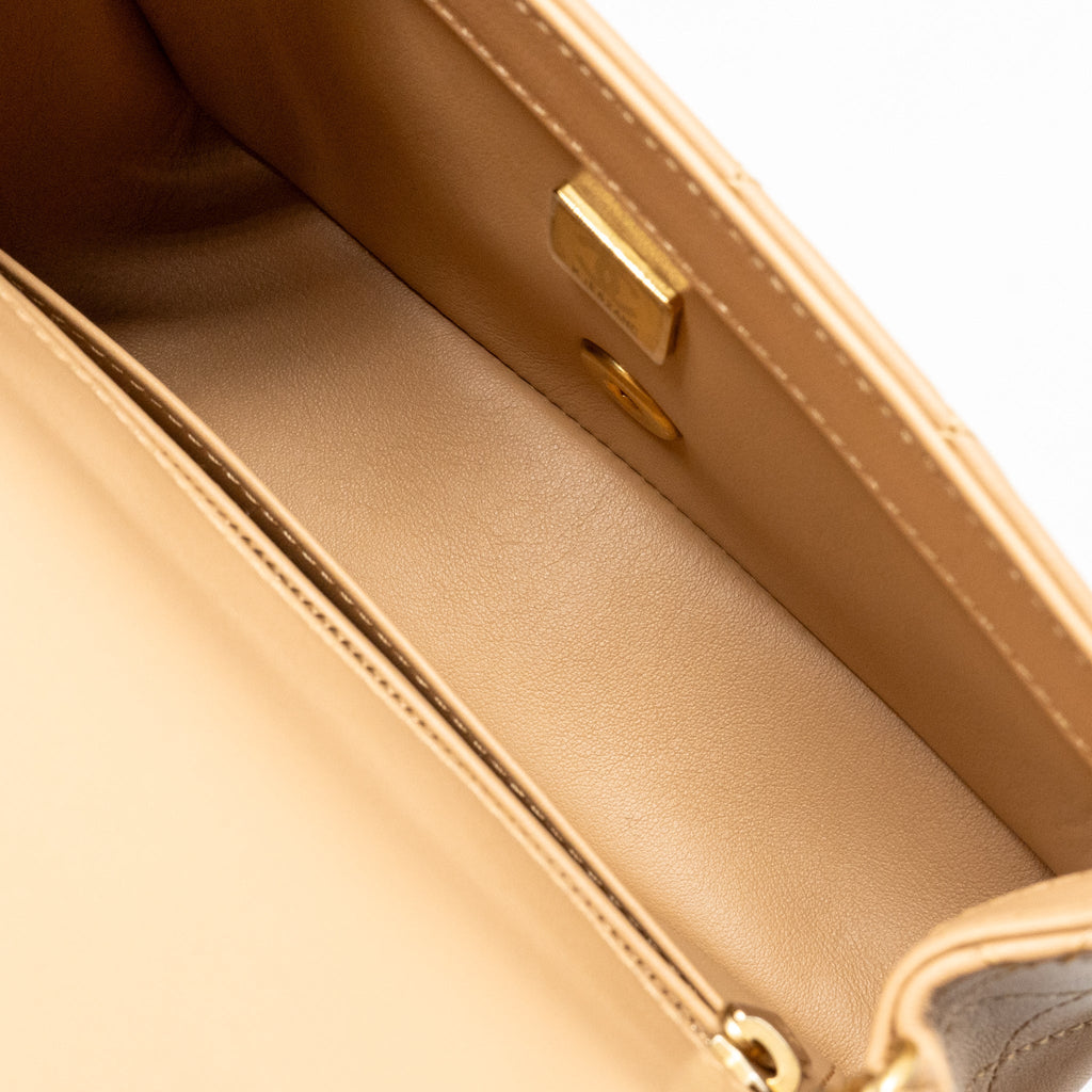 CHANEL PEARL CRUSH MINI RECTANGULAR FLAP BAG LAMBSKIN BEIGE GHW (MICROCHIP)