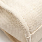 CHANEL SMALL DEAUVILLE SHOPPING TOTE BAG CALFSKIN/FABRIC LIGHT BEIGE LGHW (MICROCHIP)