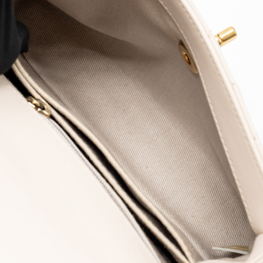 Chanel Small Coco Handle Chevron Aged Calfskin ivory GHW
