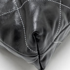 CHANEL MEDIUM 22 BAG WHITE STITCHING CALFSKIN BLACK GHW (MICROCHIP)