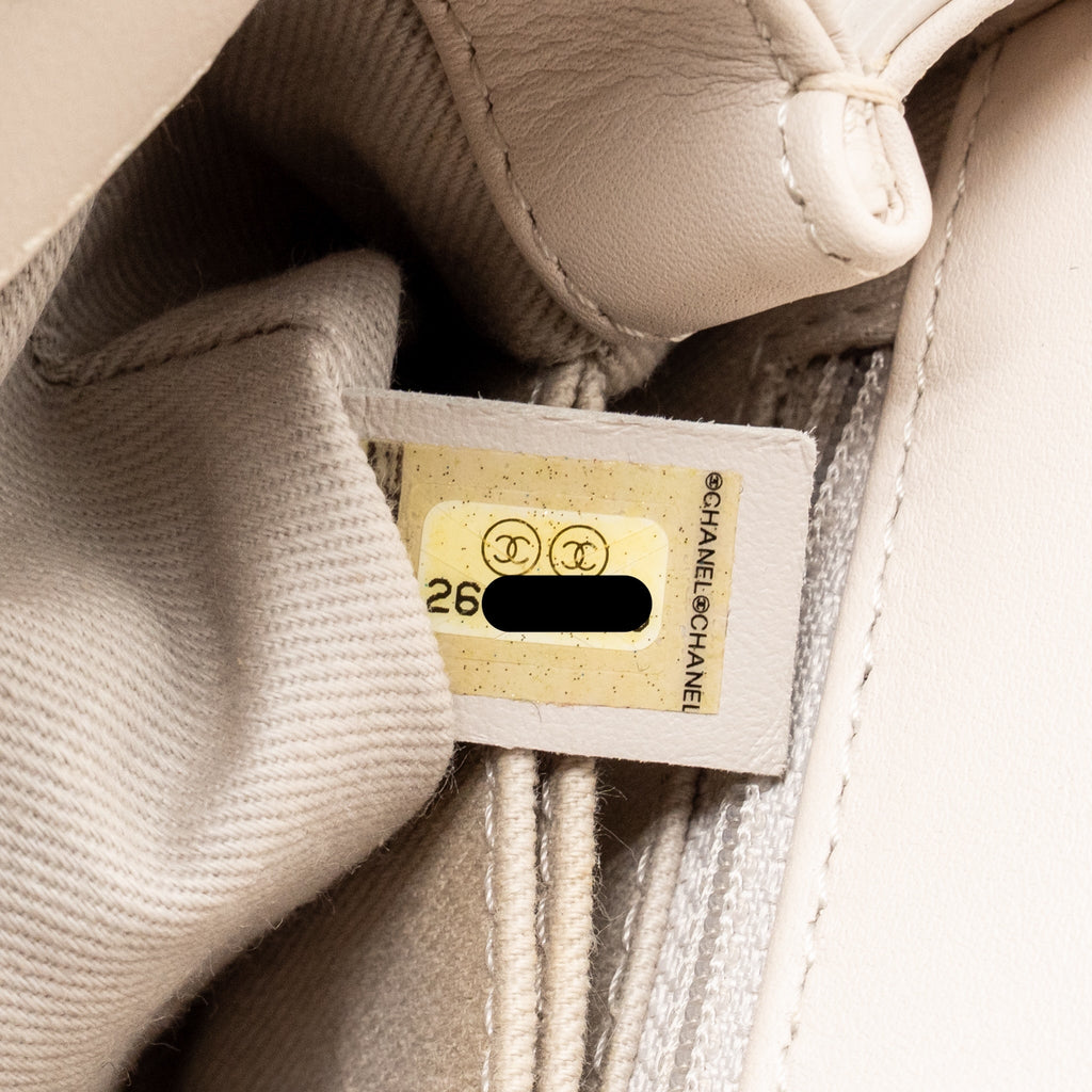 Chanel Small Coco Handle Chevron Aged Calfskin ivory GHW