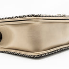 Chanel Old Medium Boy Bag with Chain Calfskin Beige Ruthenium Hardware