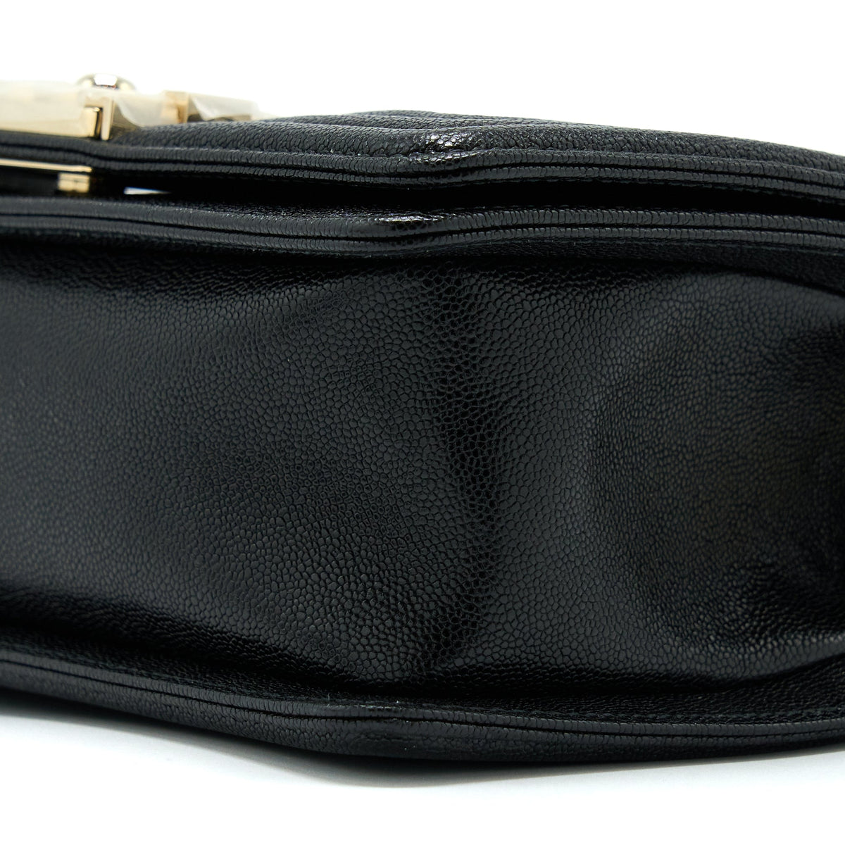 CHANEL SMALL BOY BAG CHEVRON CAVIAR BLACK LGHW