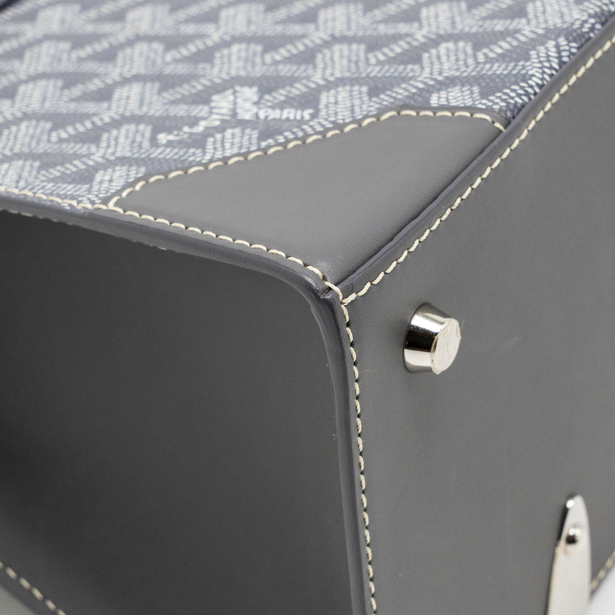 Goyard Structure Saigon PM Bag Goyardine Canvas / Calfskin Grey SHW