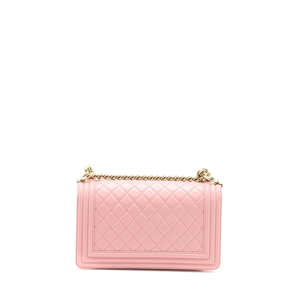 CHANEL MEDIUM BOY BAG CALFSKIN PINK LGHW