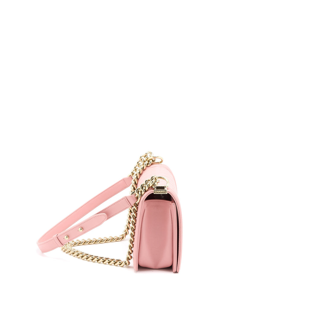 CHANEL MEDIUM BOY BAG CALFSKIN PINK LGHW