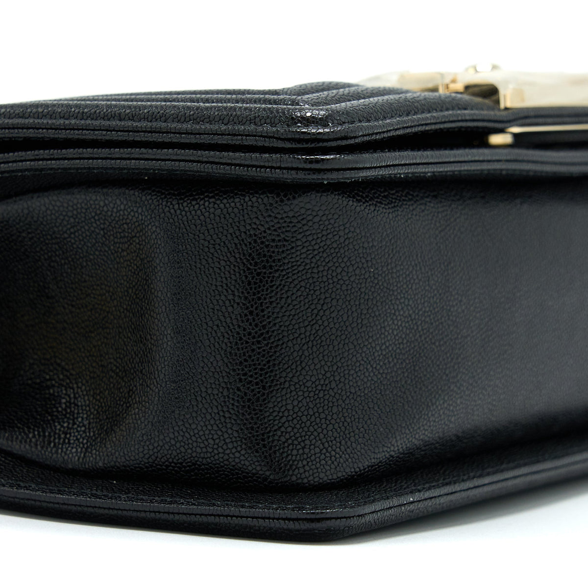 CHANEL SMALL BOY BAG CHEVRON CAVIAR BLACK LGHW