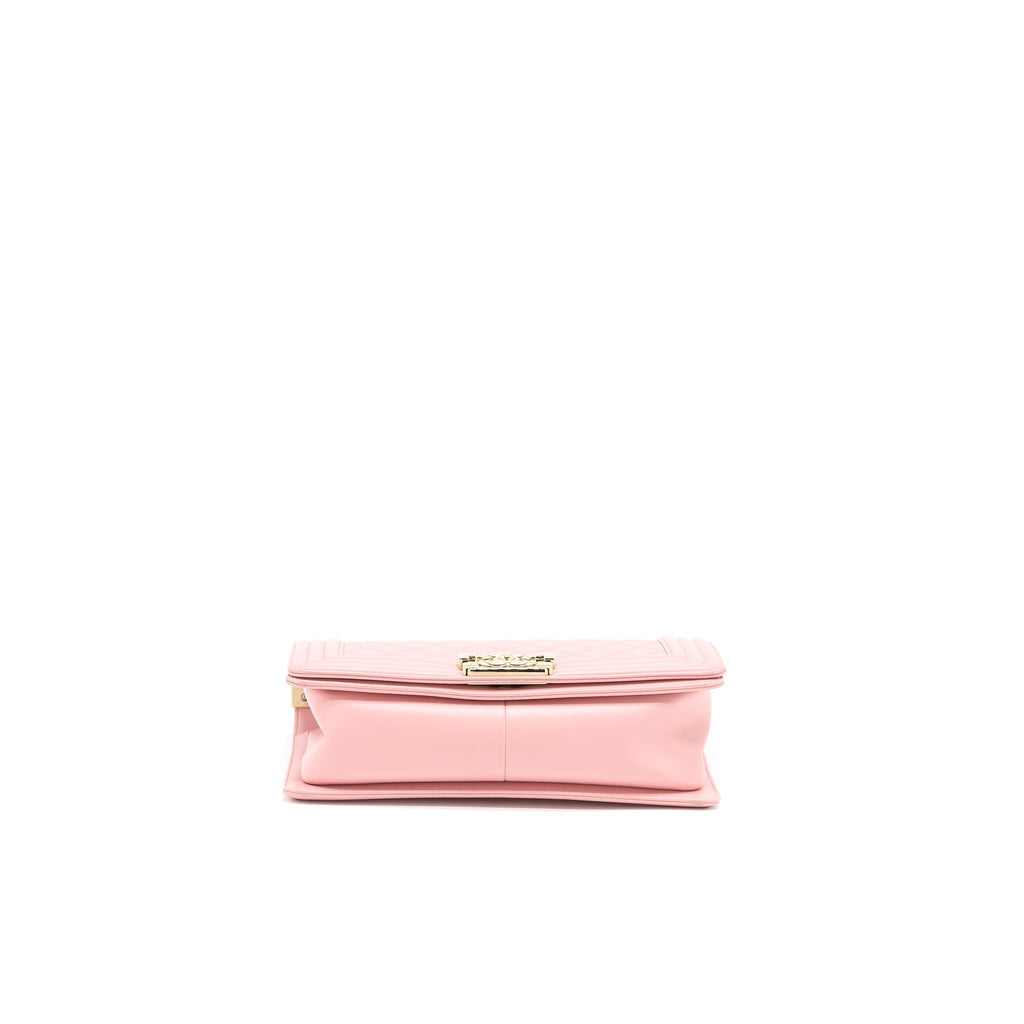 CHANEL MEDIUM BOY BAG CALFSKIN PINK LGHW