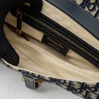 DIOR MEDIUM SADDLE BAG BLUE OBLIQUE JACQUARD CANVAS GHW