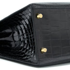 HERMES KELLY 28 SELLIER SHINY NILOTICUS CROCODILE BLACK GHW