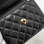 CHANEL COCO HANDLE CLUTCH WITH CHAIN CAVIAR BLACK LGHW (MICROCHIP)