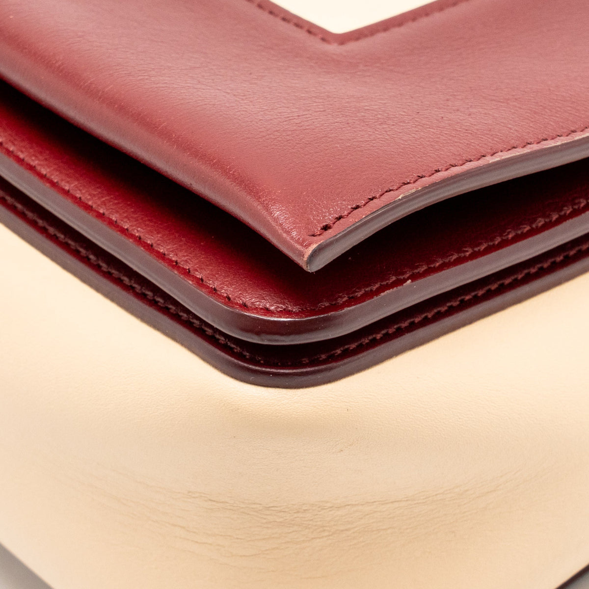 Celine Medium Frame Bag Calfskin Ruby Red / Beige GHW