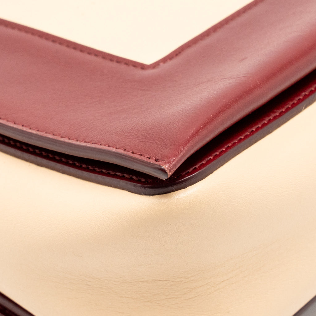 Celine Medium Frame Bag Calfskin Ruby Red / Beige GHW