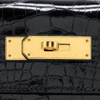HERMES KELLY 28 SELLIER SHINY NILOTICUS CROCODILE BLACK GHW