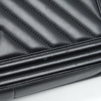 CHANEL NEW MEDIUM CHEVRON BOY BAG CALFSKIN BLACK RUTHENIUM HARDWARE