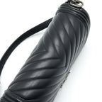 CHANEL NEW MEDIUM CHEVRON BOY BAG CALFSKIN BLACK RUTHENIUM HARDWARE