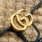 GUCCI MINI GG MARMONT BAG GG CANVAS / LEATHER BEIGE/ BLACK GHW