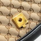 GUCCI MINI GG MARMONT BAG GG CANVAS / LEATHER BEIGE/ BLACK GHW