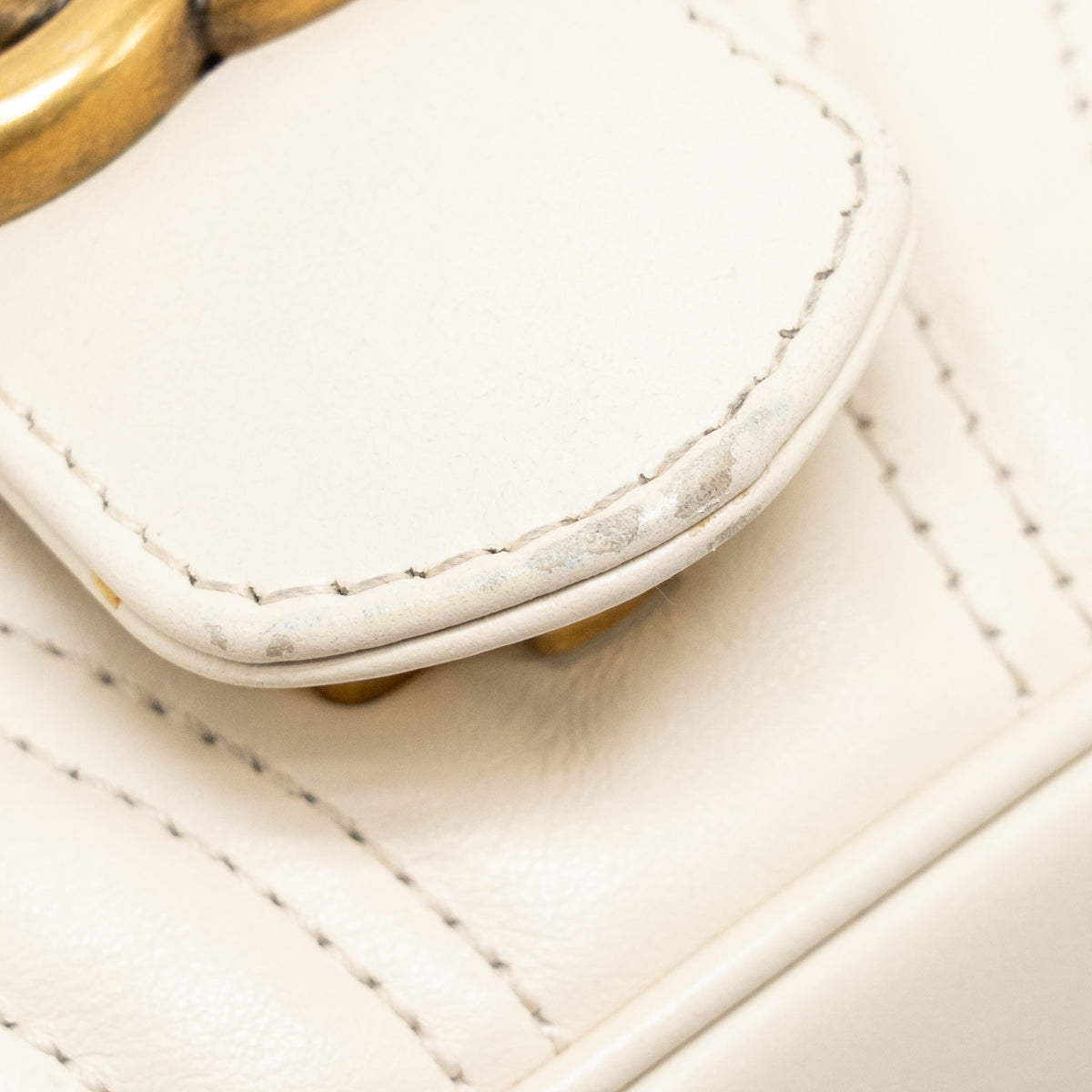 Gucci Small Marmont Shoulder Bag Matelassé chevron leather White GHW