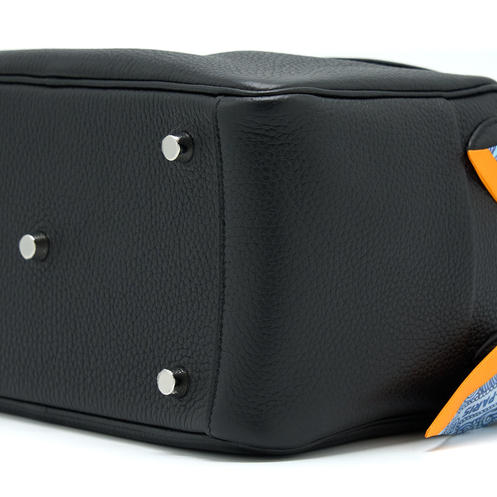 Hermes Lindy 26 Clemence Black SHW With An Extra Twilly