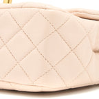 CHANEL PEARL CRUSH MINI SQUARE LAMBSKIN LIGHT BEIGE BRUSHED GHW(MICROCHIP)