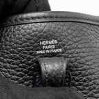 Hermes mini evelyne short clemence black/gris misty SHW