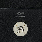 Hermes Lindy 26 Clemence Black SHW With An Extra Twilly