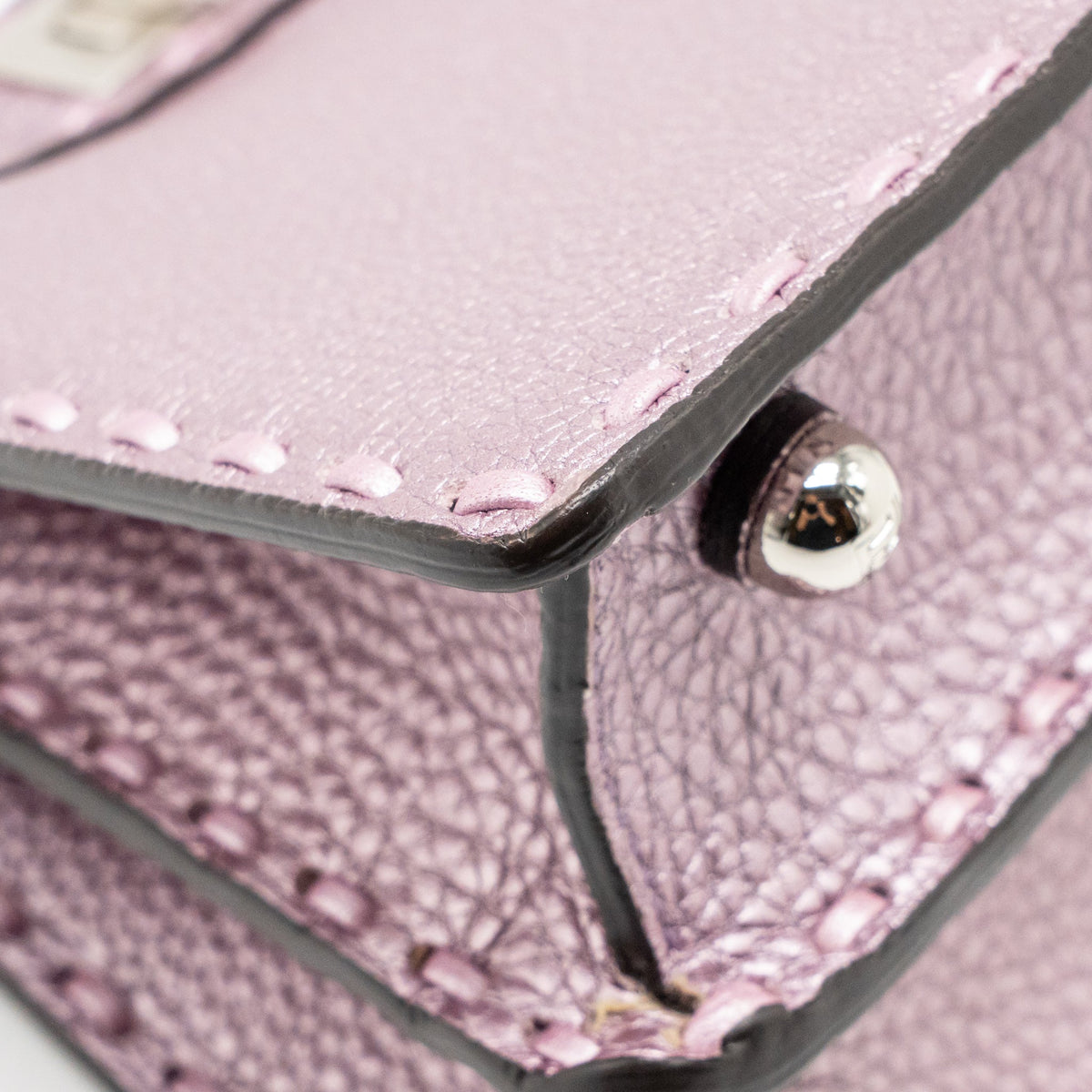 Fendi Peekaboo ISeeU Petite Cuoio Romano Leather Metallic Pink SHW