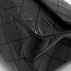 CHANEL MAXI 2.55 REISSUE DOUBLE FLAP BAG AGED CALFSKIN BLACK GHW