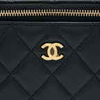 CHANEL PEARL CRUSH LONG VANITY LAMBSKIN BLACK GHW (MICROCHIP)