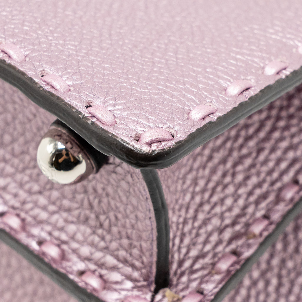 Fendi Peekaboo ISeeU Petite Cuoio Romano Leather Metallic Pink SHW
