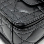DIOR SMALL DIOR JOLIE TOP HANDLE BAG CANNAGE CALFSKIN BLACK GHW