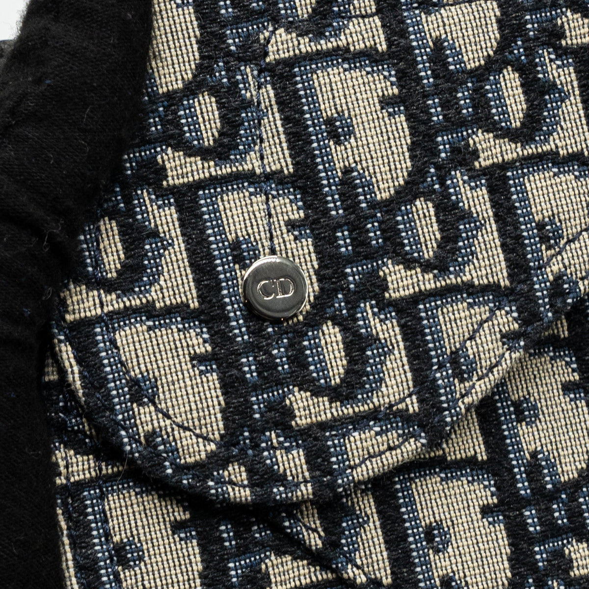 DIOR SADDLE BELT BAG BLUE DIOR OBLIQUE JACQUARD BLACK HARDWARE