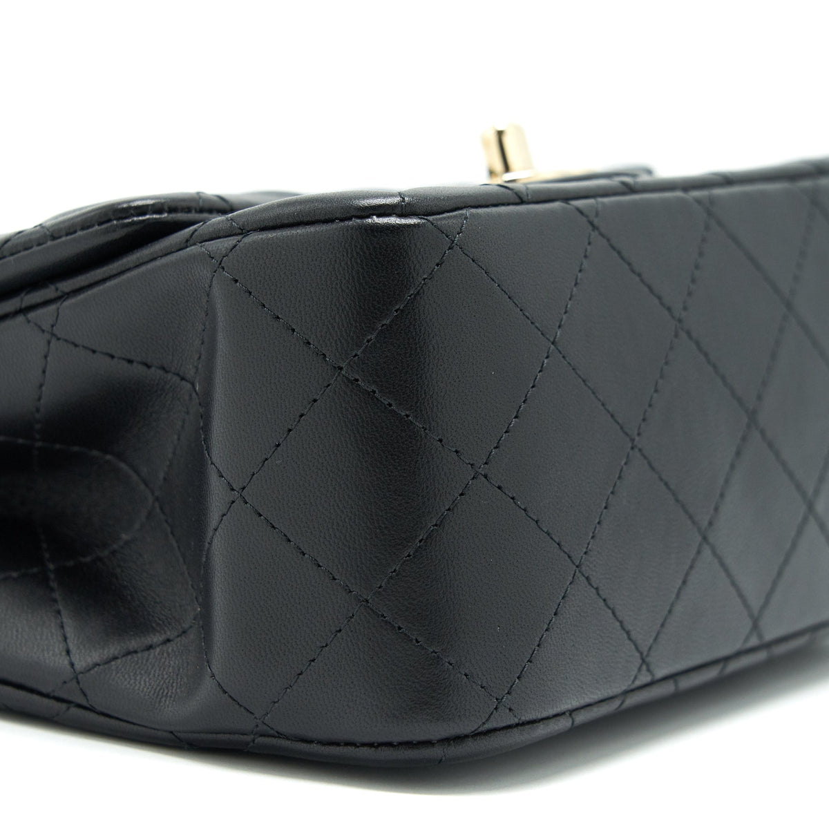 CHANEL MINI SQUARE FLAP BAG BLACK LAMBSKIN LGHW