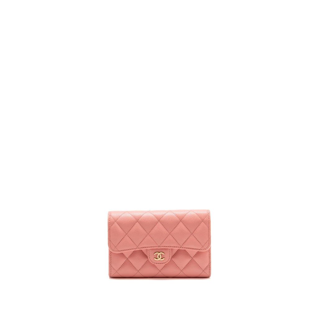 Chanel Classic Flap Wallet Caviar Pink LGHW（Microchip）