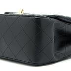 CHANEL MINI SQUARE FLAP BAG BLACK LAMBSKIN LGHW