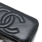 CHANEL PEARL CRUSH LONG VANITY LAMBSKIN BLACK GHW (MICROCHIP)
